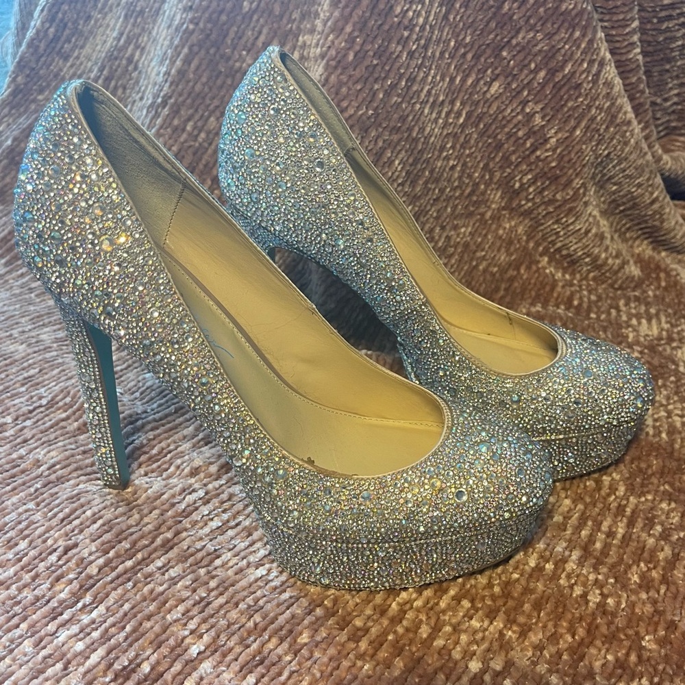 Betsey Johnson Silver Glitter Heels